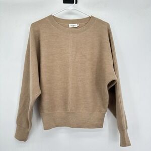 The Reset R Label Camel 100% Wool Crewneck Sweater  Sz S Minimalist Quiet Luxury